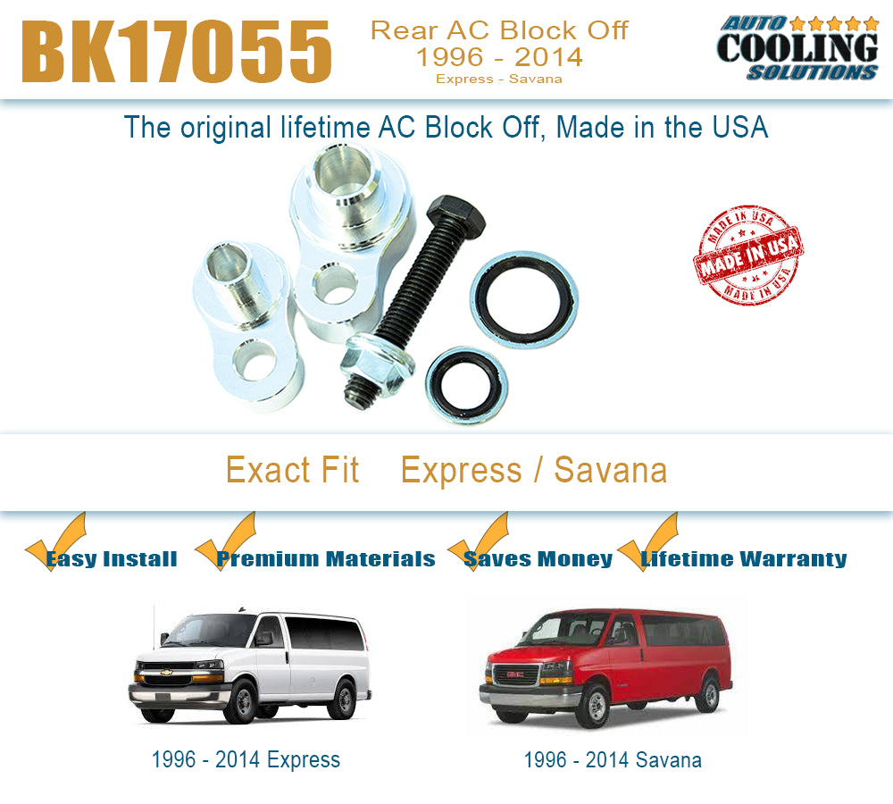 Rear AC Block Off Express, Savanna 96-21 w/ block fittings