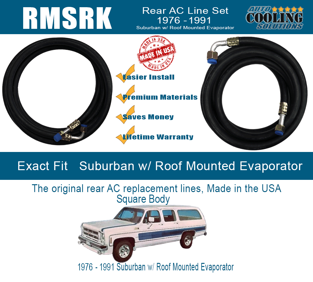 Rear AC line kit Suburban w/roof mount evaporator 1976-1991
