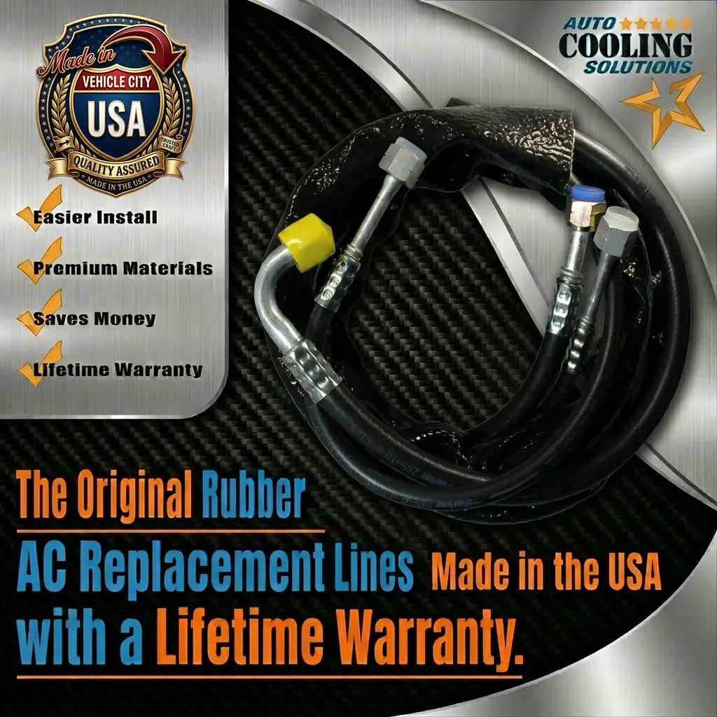 AC replacement lines with branding and text on a dark background