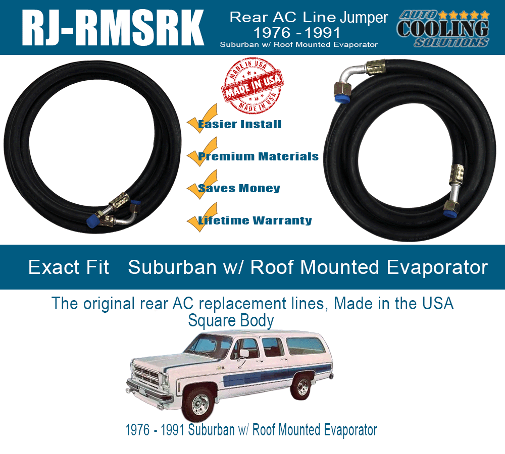 Rear AC line Jumper kit Suburban w/roof mount evaporator 1976-1991