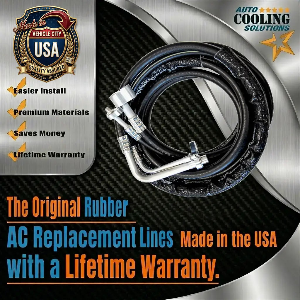 AC replacement lines with promotional text and branding on a dark background