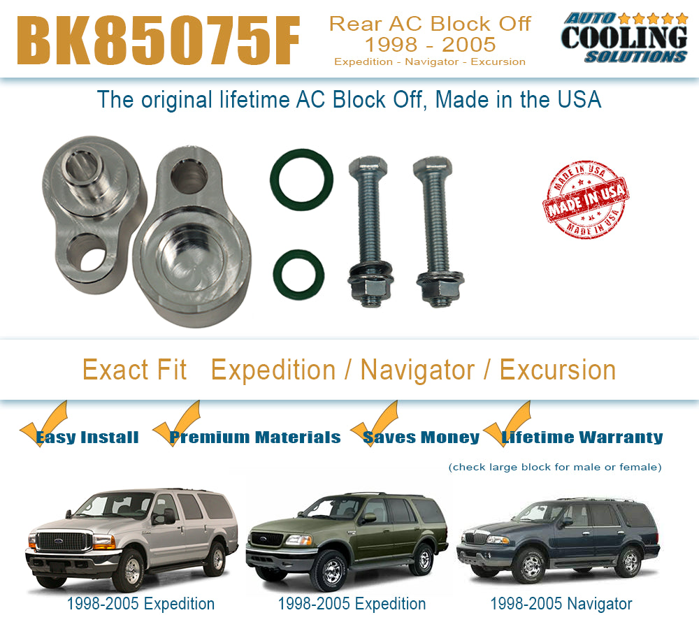 Rear AC Block Off Expedition, Navigator, Excursion 98-05 F