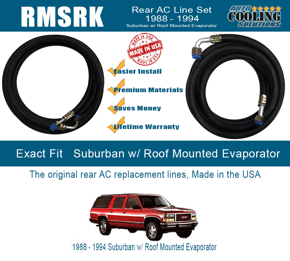 Suburban Rear Defrost Rear AC line kit Suburban w/roof mount evap 1988-1994 – Auto Cooling ...