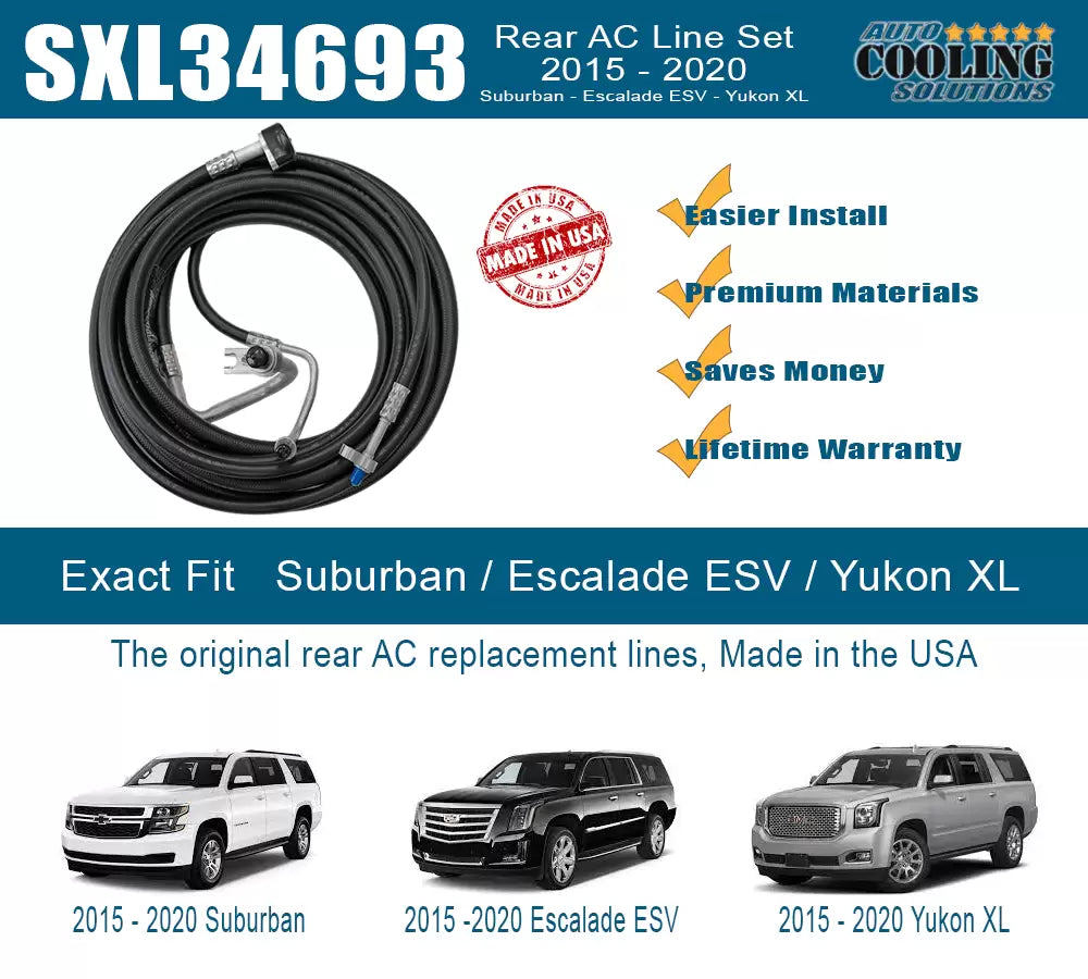 Auto Ac Line 2015-2020 Rear AC Line Set Suburban, Yukon XL, Escalade ESV SXL34693 ...